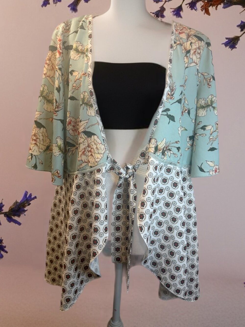 Light green floral boho cottagecore wrap